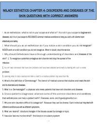 Milady Esthetics Chapter 4: Disorders & Diseases (PDF) | 2026 Esthetics Questions | Verifi