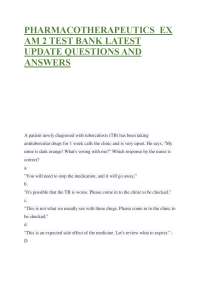 PHARMACOTHERAPEUTICS EXAM 2 TEST BANK LATEST UPDATE QUESTIONS AND ANSWERS