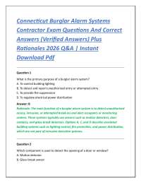 Connecticut Burglar Alarm Systems Contractor Exam Questions And Correct Answers