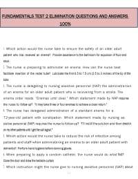 Fundamentals Test 2: Elimination (PDF) | 2026 Nursing Exam Questions | Verified Answers