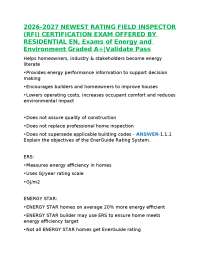 2026-2027 NEWEST RATING FIELD INSPECTOR (RFI) CERTIFICATION EXAM OFFERED BY RESIDENTIAL EN
