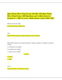 Open Water Diver Final Exam, SCUBA, SSI Open Water Diver Final Exam | 300 Q&A Graded A+