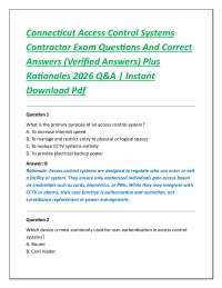 Connecticut Access Control Systems Contractor Exam Questions And Correct Answers