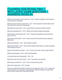 Foundation AQA Biology Paper 1 WITH LATEST EXAM QUESTIONS + ANSWERS/ RATED A
