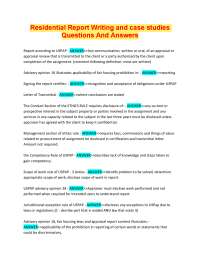 Residential Report Writing and case studies Questions And Answers