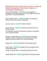 ABQAURP questions and correct answers, Exams of Quality Management 2025/2026 Graded A+| Un