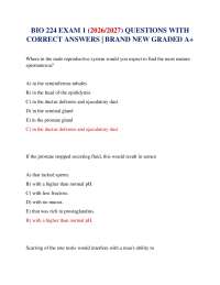 BIO 224 EXAM 1 (2026/2027) QUESTIONS WITH CORRECT ANSWERS | BRAND NEW GRADED A+