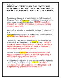 ELLIS AND ASSOCIATES – LIFEGUARD TRAINING TEST 2026 EXAM QUESTIONS AND CORRECT ANSWERS