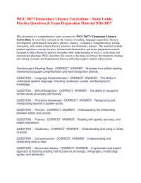 WGU D677 Elementary Literacy Curriculum Study Guide Exam Prep Material 2026