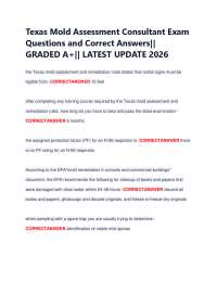 Texas Mold Assessment Consultant Exam Questions and Correct Answers|| GRADED A+|| LATEST