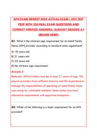 AFH EXAM NEWEST 2025 ACTUAL EXAM – STUDY GUIDE AND PRACTICE TEST