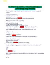 Advanced Clinical Nutrition Exam 2025 Questions And Answers