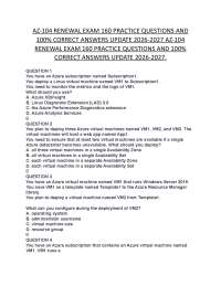 AZ-104 RENEWAL EXAM 160 PRACTICE QUESTIONS AND 100% CORRECT ANSWERS UPDATE 2026-2027 AZ-