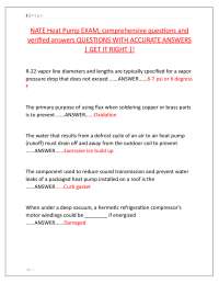 NATE Heat Pump EXAM, comprehensive questions and verified answers QUESTIONS WITH ACCURATE
