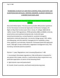 TENNESSEE C6 RIGHT-OF-WAY PEST CONTROL FINAL EXAM WITH 200 QUESTIONS