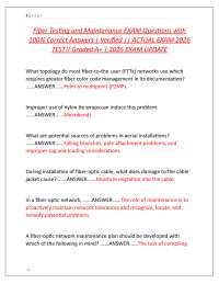Fiber Testing and Maintenance EXAM Questions with 100% Correct Answers | Verified || ACTU