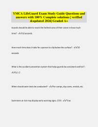 YMCA LifeGuard Exam Study Guide Questions and answers with 100% Complete solutions