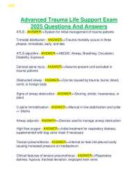 Advanced Trauma Life Support Exam 2025 Questions And Answers