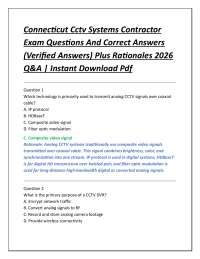 Connecticut Cctv Systems Contractor Exam Questions And Correct Answers (Verified Answers