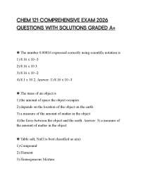 CHEM 121 COMPREHENSIVE EXAM 2026 QUESTIONS WITH SOLUTIONS GRADED A+