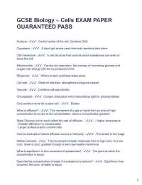 GCSE Biology – Cells EXAM PAPER GUARANTEED PASS