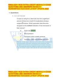 RNSG 2231 HESI Module 9 Exam: 100 Q&As with Rationales (Verified)