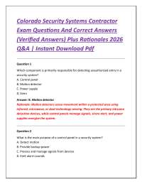 Colorado Security Systems Contractor Exam Questions And Correct Answers