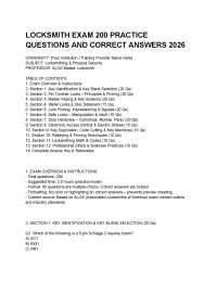 LOCKSMITH EXAM 200 PRACTICE QUESTIONS AND CORRECT ANSWERS