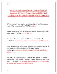NATE Gas Heat Practice Guide Latest 2026 Actual Questions & Verified Answers (Latest 2026