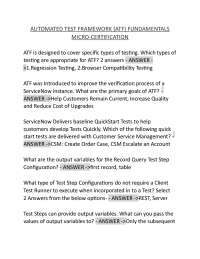AUTOMATED TEST FRAMEWORK (ATF) FUNDAMENTALS MICRO-CERTIFICATION