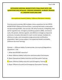 OFFSHORE SURVIVAL (BOSIET/FOET) FINAL EXAM WITH 200 QUESTIONS