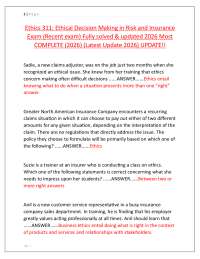 Ethics 311: Ethical Decision Making in Risk and Insurance Exam (Recent exam) Fully solved