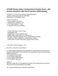 FiTOUR Primary Indoor Cycling Course Practice Exam – 200 Practice Questions with Correct A