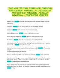 LSUS MHA 706 FINAL EXAM 2024 | FINANCIAL MANAGEMENT MIDTERM | ALL QUESTIONS AND CORRECT