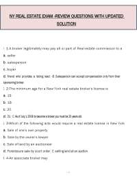 NY Real Estate Exam Review Questions (PDF) | 2026 Real Estate Exam Questions | Verified An