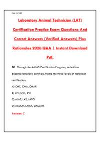 LABORATORY ANIMAL TECHNICIAN (LAT) CERTIFICATION EXAM | COMPLETE STUDY GUIDE & PRACTICE QU