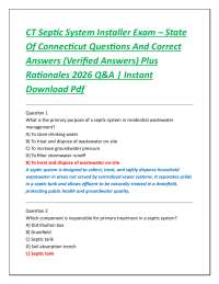 CT Septic System Installer Exam – State Of Connecticut Questions And Correct Answers