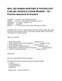 BIOL 252 HUMAN ANATOMY & PHYSIOLOGY II W_LAB _ MODULE 4 EXAM REVIEW – 75+ Practice Questio