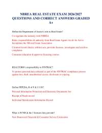 NBREA REAL ESTATE EXAM 2026/2027 QUESTIONS AND CORRECT ANSWERS GRADED A+