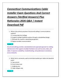 Connecticut Communications Cable Installer Exam Questions And Correct Answers