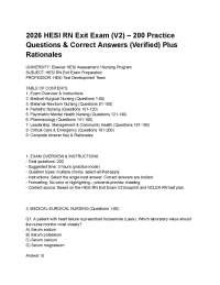 2026 HESI RN Exit Exam (V2) – 200 Practice Questions & Correct Answers (Verified) Plus Rat