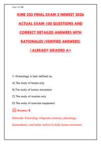 KINE 250 FINAL EXAM 2 NEWEST 2026 ACTUAL EXAM | 100 QUESTIONS & CORRECT DETAILED ANSWERS W