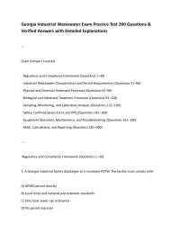 Georgia Industrial Wastewater Exam Practice Test 200 Questions & Verified Answers with De