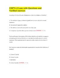EDPNA Exam with Questions and Verified Answers