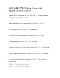 OSFM HAZMAT State Exam with Questions and Answers