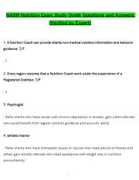 NASM Nutrition Exam Study Guide | (2026) CNC Exam Questions | Nutrition Coach PDF