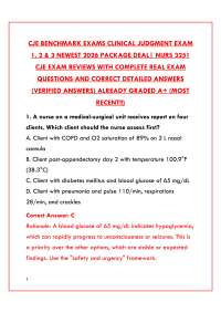 CJE BENCHMARK EXAMS CLINICAL JUDGMENT EXAM 1 | LATEST PRACTICE TEST & VERIFIED ANSWERS