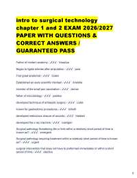 intro to surgical technology chapter 1 and 2 EXAM 2026/2027 PAPER WITH QUESTIONS & CORR