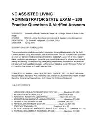 NC ASSISTED LIVING ADMINISTRATOR STATE EXAM – 200 Practice Questions & Verified Answers.pd
