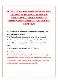 EMT FINAL EXAM 2025-2026 | COMPLETE STUDY GUIDE WITH PRACTICE QUESTIONS & VERIFIED ANSWERS